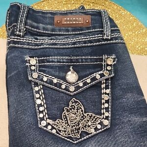 Embellished  Vi Vi Diva Straight Leg Blue Jeans